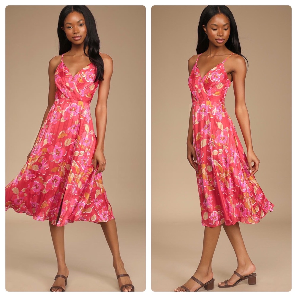 Lulus All About the Love red midi dress